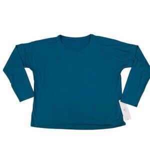 CRZ YOGA Womens Size Large UPF 50+ Sun UV Protection Long Sleeve Crop Shirt Jade